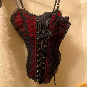 Sexy Corset tank top with built in lace bra
